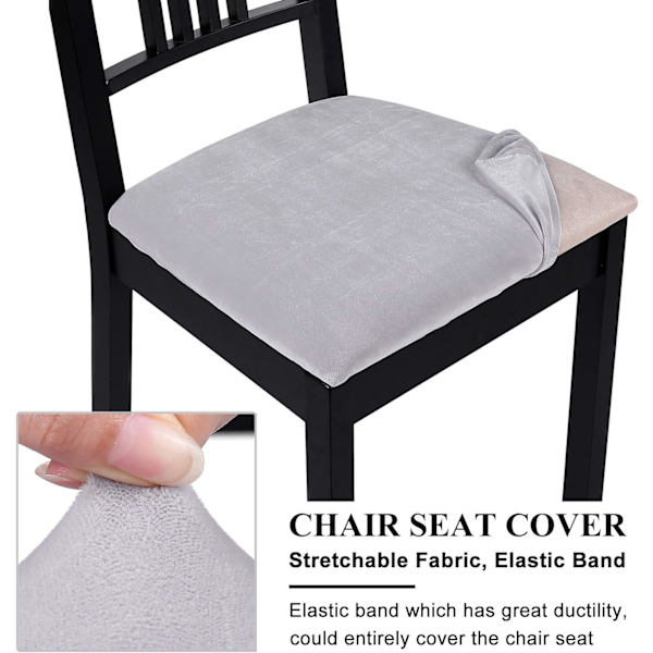 Stolskydd i sammet, mjukt säte, elastiskt stolskydd light grey