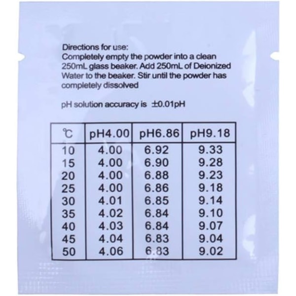 12 st pH-mätare buffertlösningspulver för exakt och lätt för exakt pH-kalibreringspulverlösning, 4,01pH, 6,86pH och 9,18pH