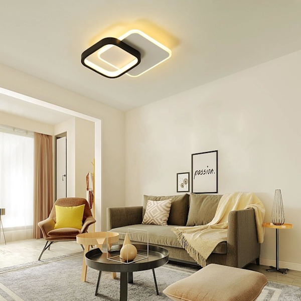 Moderne LED-taklampe, 24W 2700LM Kvadratisk taklampe, 3000K Varmt hvitt