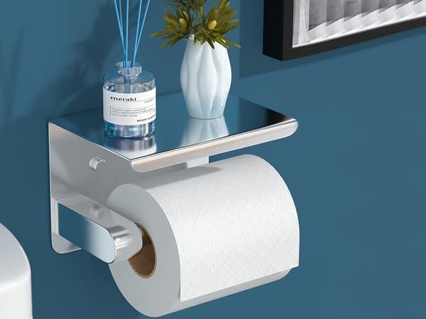 Toiletpapirholder med hylde - Loftdesign i stål