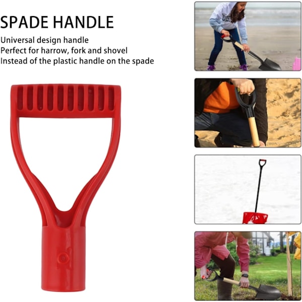 Spadhåndtak i plast, 32 mm innvendig diameter D-grep håndtaksspadehåndtak erstatning snøspade graving raking verktøy (rød)