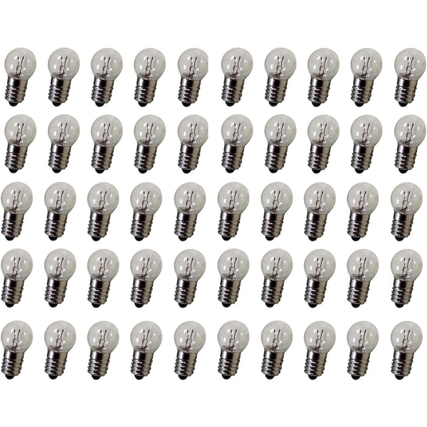 DC 50pcs E10 2.5V 0.3A Warm White Miniature Light Bulb Screw Base