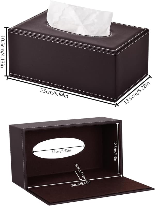 Vevboksdeksel PU-skinn Vevboksholder Rektangulær Vevsarrangør Serviett Dispenser (Brun) White