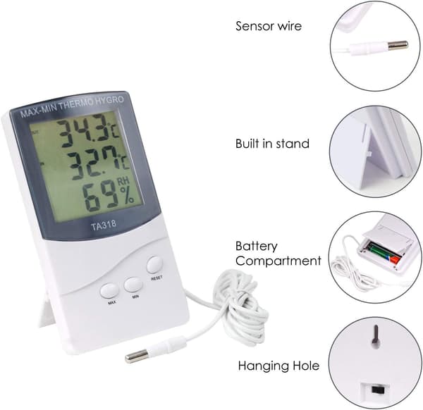 Bärbar väggmontering/skrivbords LCD-display inomhus/utomhus termometer hygrometer