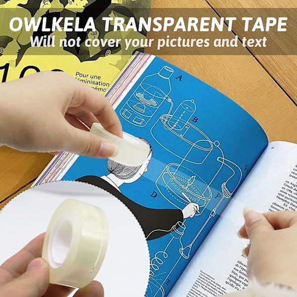 12 rullar transparenta tejprefill, transparent tejp, allround transparent glansig tejp för kontor, hem, skola