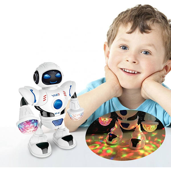 Automatisk elektronisk gående dansende robotlegetøj med musiklys til børn drenge piger småbørn