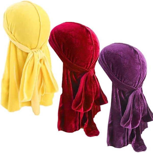 Unisex Sammets och Silkes Deluxe Durag för 360 Waves Huvudbonader Lång Svans