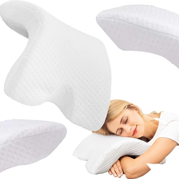 Ortopedisk pute med armhull - Minneskum, hvit bueform