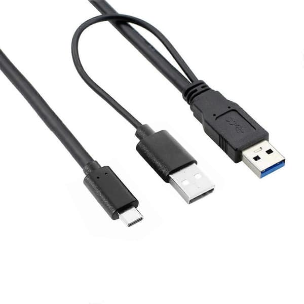 CY UC-125 USB Type-C til USB 3.0 Han & USB 2.0 Dobbelt Strøm Data Y Kabel til Laptop & Harddisk