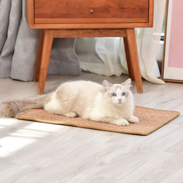 Kattens skrapematte, 60x40 cm naturlig sisal katteskrapematte, horisontal kattegulvskrapebrett, beskytt møbler og sofaer