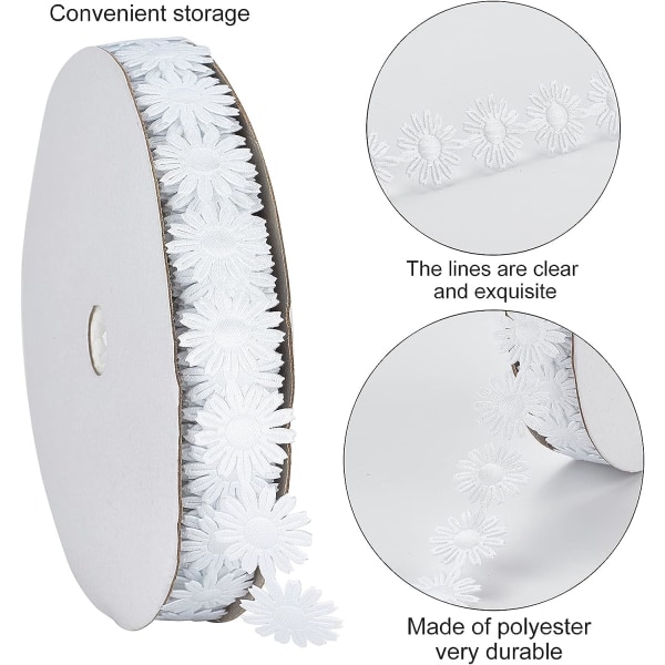 20 meter Malan blomspetsband broderispetsband polyester dekorativa band för sömnad bröllopsblommor Alla hjärtans dag