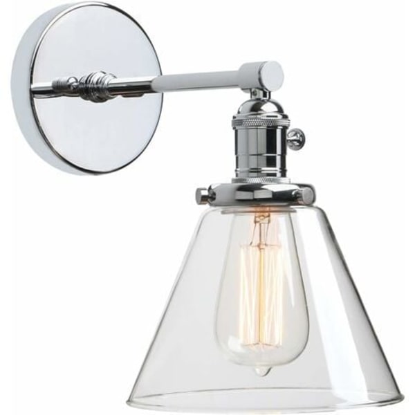 Industriel væglamper oval glas lampeskærm vintage gang væglamper E27 retro lysarmaturer til soveværelse forfængelighed spejl (krom)