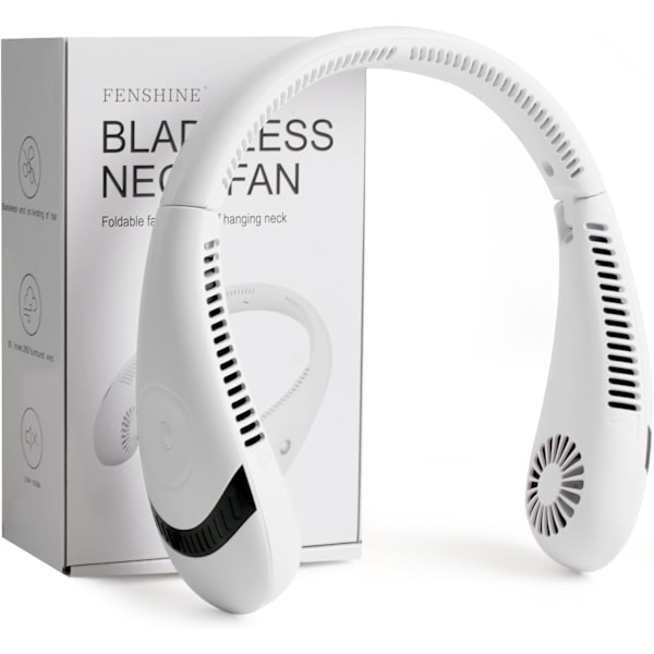 Bærbar halsventilator, 5000mAh 3 hastighedsjusteringer 360° køling USB bærbar ventilator Foldbar bladløs genopladelig halsventilator