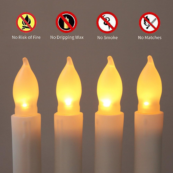 12 st flamlösa LED-ljus, avsmalnande ljus, 6,5 x 0,9 tum
