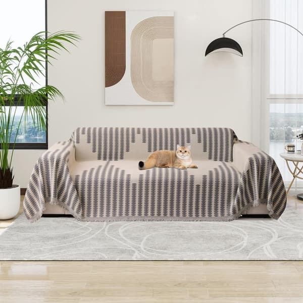 Sofaovertrekk Mykt Slitesterkt Sofatrekk 3-seter med Sofaputetrekk Pustende Maskinvaskbart Møbelbeskyttelse for Sofa