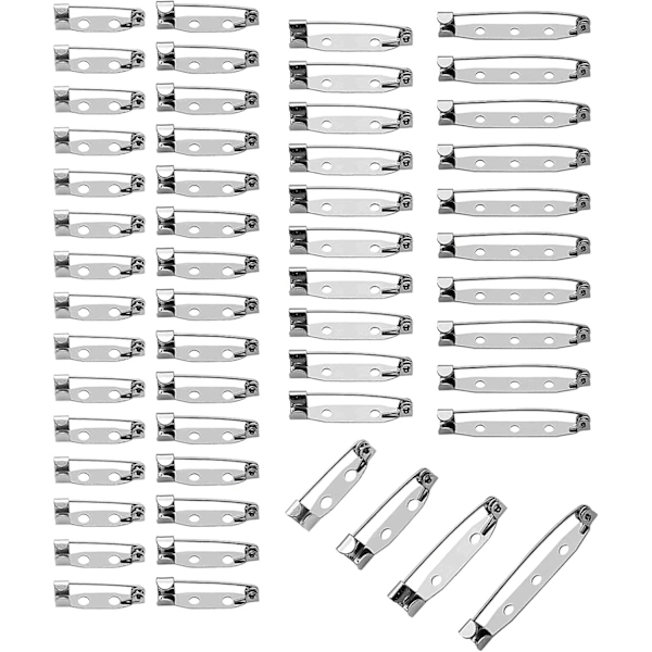 50 st broschnålar, broschryggar silverstångsnålar, bakspänne broschsäkerhetsnålar för hantverk sömnadskläder Namnskyltar (20,25,32,38mm)