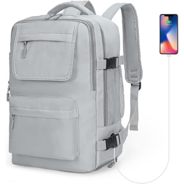 Reseryggsäck för Ryanair Kabinväska Undersätes bärväska för flygplan Handpassad för 14" PC Casual Daypack med USB laddningsport Skofack