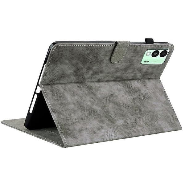 Fodral för TECNO Megapad 11 Tiger Tryck Anti-Rep PU Läder Tablet Skydd - Grå