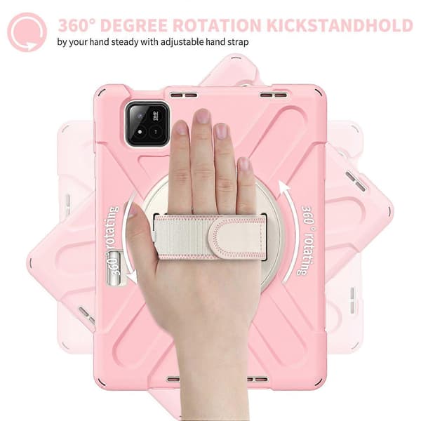 För Xiaomi Pad 7 Ställfodral TPU PC Silikon Tablet Skydd med Axelrem - Rosa
