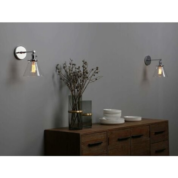 Industriel væglamper oval glas lampeskærm vintage gang væglamper E27 retro lysarmaturer til soveværelse forfængelighed spejl (krom)