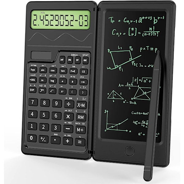 Slank videnskabelig lommeregner med 6 tommer sletbar LCD-skriveblok, foldbar lommeregner, solbatteri