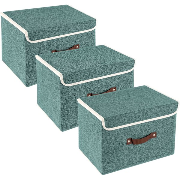 Oppbevaringsbokser med lokk, stoff, vaskbare, organiseringsbokser, 38x25x25 cm, sett med 3 2PC 30*20*12CM