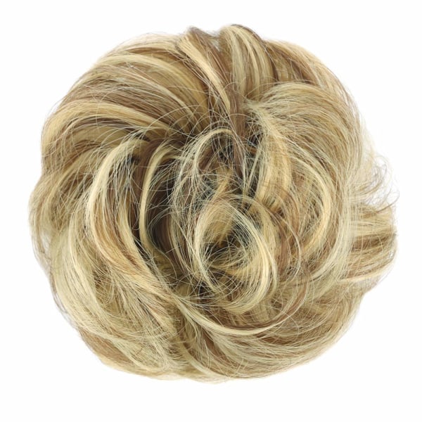 1 kpl sotkuinen hiussämpylä hiusdonitsi pidennykset kihara aaltoileva sotkuinen synteettinen nuttura naisille Updo-hiuslisäke Light Blonde & Light Brown#