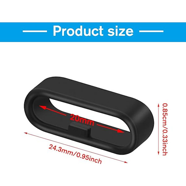 Urrem til urrem, silikone urremringe, 10 stk., urrembåndsholder til smart sportur black 20MM