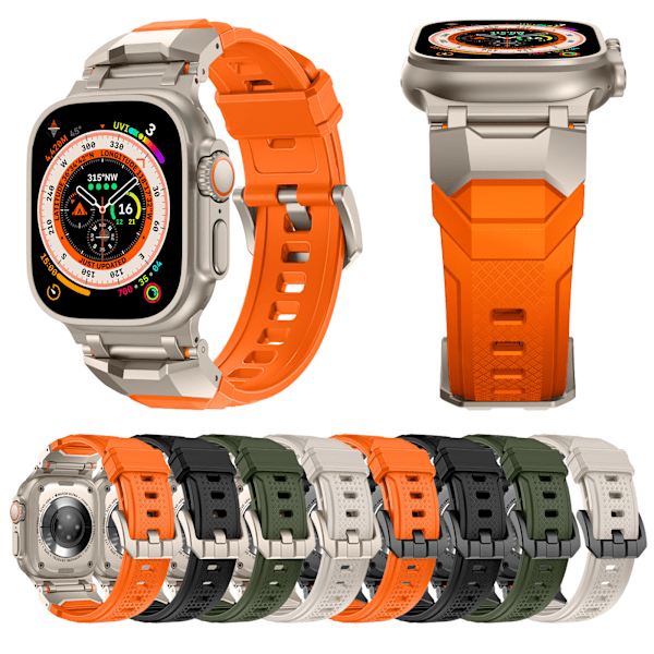 Yhteensopiva Apple Watch Ultra 2/Ultra 49mm -rannekkeiden kanssa miehille Series 9/8/SE 2/7/6/SE/5/4/3 49mm/45mm/44mm/42mm urheilurannekkeet titaani color 2