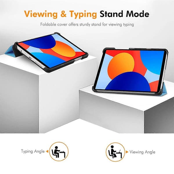 Til Xiaomi Redmi Pad SE 4G 8,7 tommer Trifold Stand Cover PU Læder+PC Tablet Case - Lyseblå