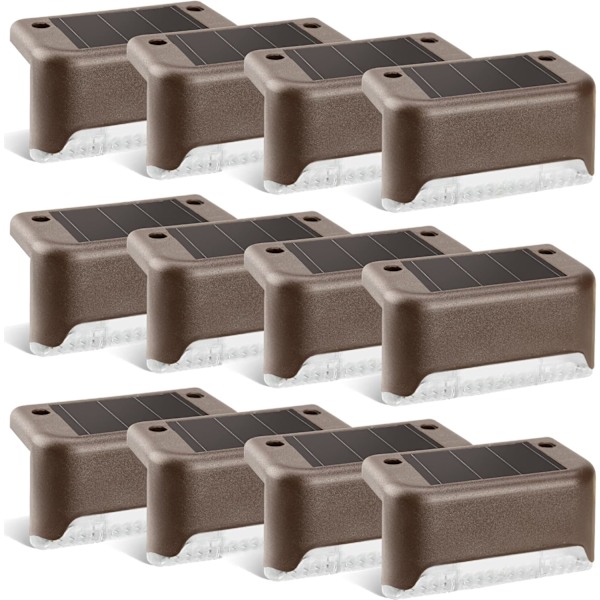 12-pack Solcellsdäckslampor - Bronsfinish - Vattentät - 8*4,5*4 cm - Varmvit - Lämplig för Uppfarter, Uteplatser, Däck, Trappor
