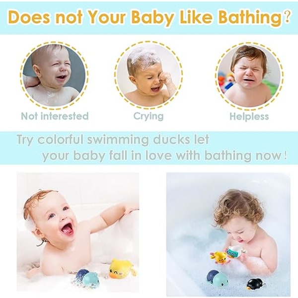 Toddler badelegetøj Legetøj til badekar med urværk Legetøj til babypool Vandlegetøj Fire stykker