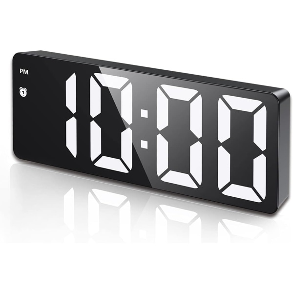 Digital väckarklocka, sängbordsväckarklocka med stor LED-display, icke tickande USB/batteridriven väckarklocka