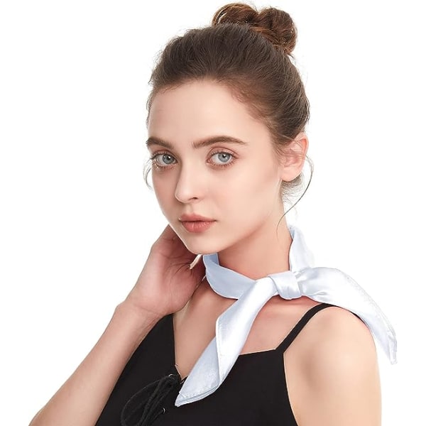 Sidenkänsla Halsduk Kvadratisk Chiffon Halsduk Solid Färg Bandanas Retro Halsdukar för Kvinnor Halsduk Handväska Halsduk