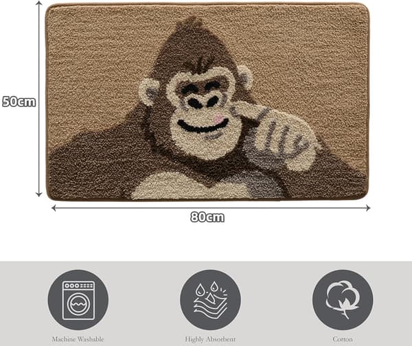 Dyrebade matte 50 x 80 cm, ekstra myk og absorberende, gorilla, mikrofiberoverflate, sklisikker bakside, vaskbare tepper Gorilla