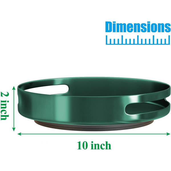 Organizer Metall Stål skivspelare, roterande kryddhyllor för skafferi skåp Organizer bord 10 tum mörkgrön