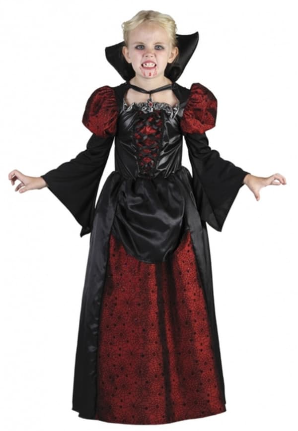 Vampyrkostyme for barn med edderkoppmønster - Maskerade, Halloween - 122-134 cm