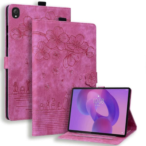 Til Lenovo Tab K10C/Tab E10C Etui Kortpladser Læder Tablet Stand Folio Cover Blomst Kat