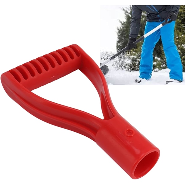 Spadhåndtak i plast, 32 mm innvendig diameter D-grep håndtaksspadehåndtak erstatning snøspade graving raking verktøy (rød)