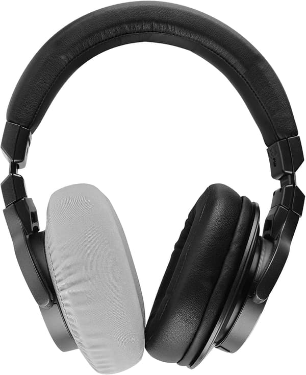 2 par elastiske vaskbare hodetelefonmansjetter/hodetelefonsvettehylser/uttrekkbare hygieniske øremuffer, (grå)