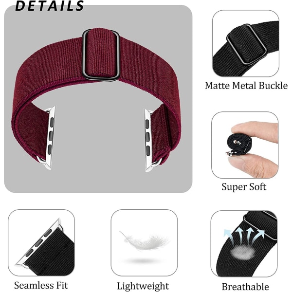 Heytea elastisk enkelöglad klockarmband är kompatibel med Apple Watch-armband 38/40/41mm, elastisk nylonfläta