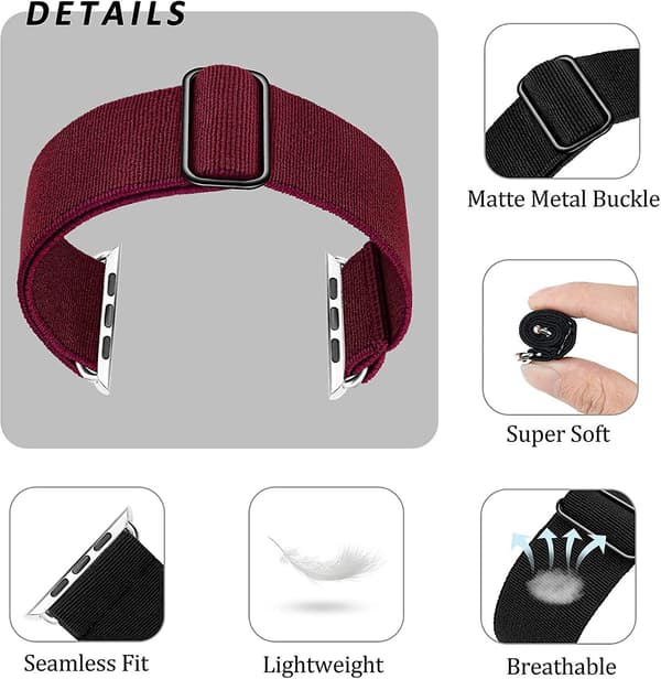 Heytea elastisk enkeltløkke urrem er kompatibel med Apple Watch rem 38/40/41mm, elastisk nylonfletning