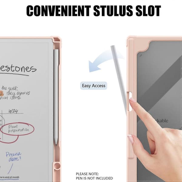 Til ReMarkable Paper Pro Etui Akryl Læder Tablet Cover med Pen Holder Auto Vågn/Sov