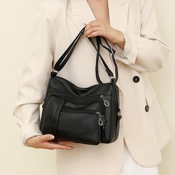 Damhandväskor Axelväskor Mjuk PU-läder Crossbody-väska, Svart Black