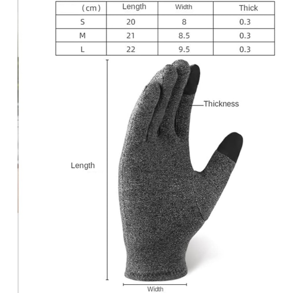 Vinterhandskar med elastisk manschett Artrit Handskar för handled och tumtryckavlastning Pekskärm Handskar,M