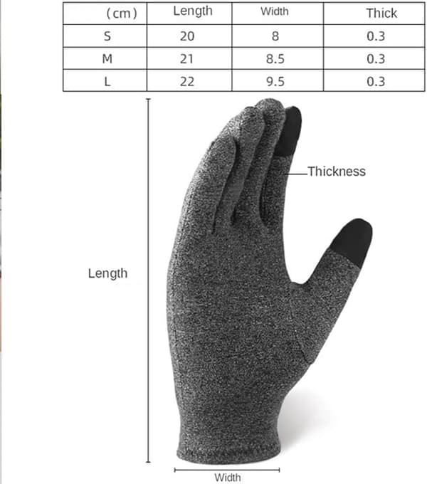 Vinterhandsker med elastisk manchet Gigt Handsker til håndled og tommelfinger trykaflastning Touchscreen Handsker,M