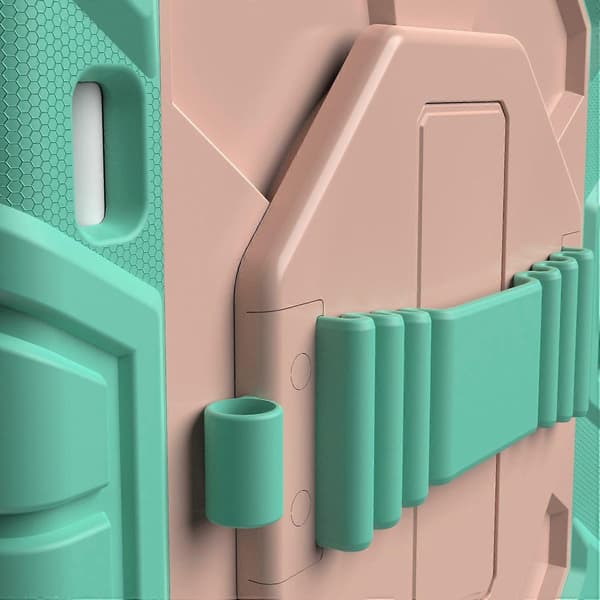 Fodral för iPad Pro 11 (2024) med Stöd Handledsrem PC+Silikon Tablet Skydd - Grön+Rosa