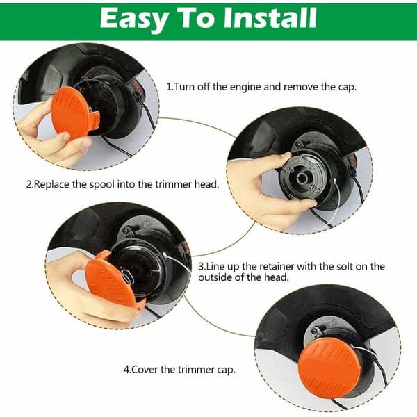 2 st Nylon Gräsklippare Spole Ersättning Trimmertråd Spole för Black Decker AF-100-3ZP