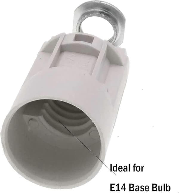 E14 Flammepærebase, termoplastisk, sort, SES 52 mm høj, 1/8 IPS Hickey-gevind