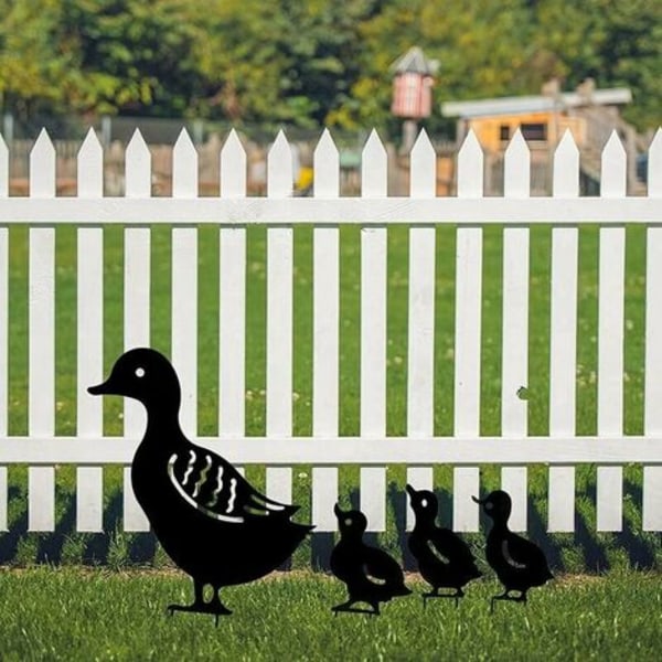 Ulkometalliset puutarhakoristeet, Ankka Patio Art Garden Metal Statue Decoration Garden Decoration Lawn Path Walkway Garden 4kpl